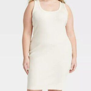 Universal Thread Cream Ribbed Tank Bodycon Dress NWT Size L